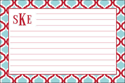 Kate Red and Teal Recipe Cards